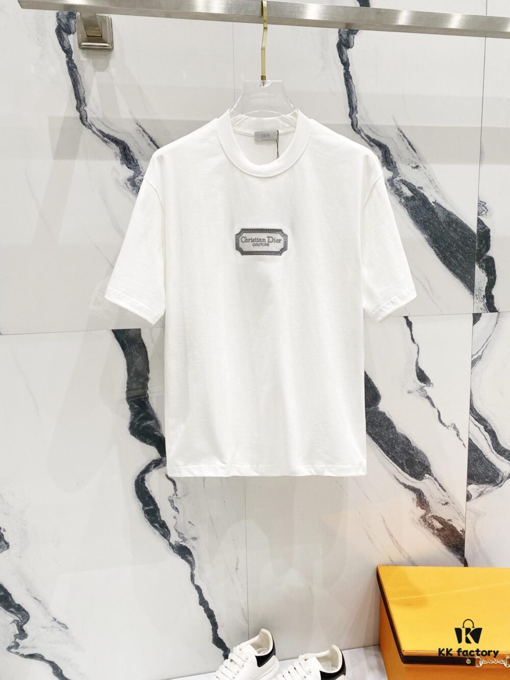 6931a018ccd8ab3d7af93d8b DIOR 320g Crew Neck Short Sleeve T-Shirt with Classic CD Silver Logo Embroidery