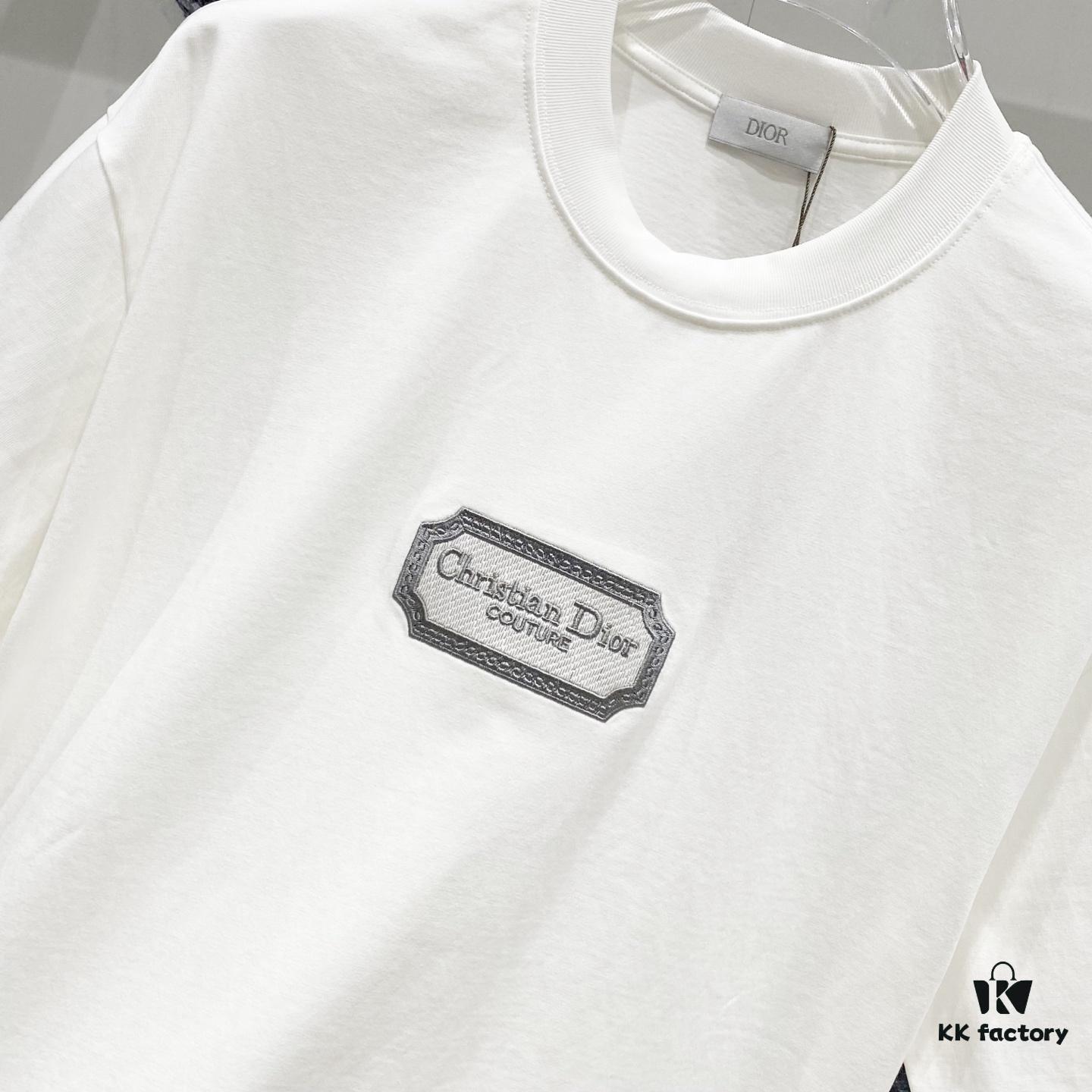 6931a018ccd8ab3d7af93d8e DIOR 320g Crew Neck Short Sleeve T-Shirt with Classic CD Silver Logo Embroidery