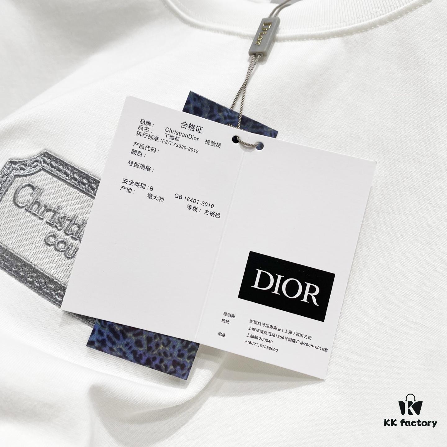 6931a018ccd8ab3d7af93d8f DIOR 320g Crew Neck Short Sleeve T-Shirt with Classic CD Silver Logo Embroidery