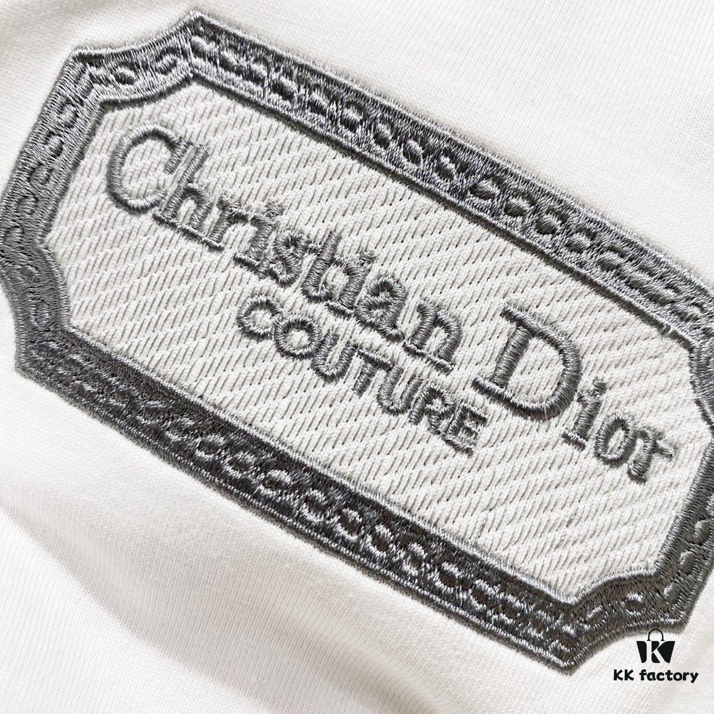 6931a018ccd8ab3d7af93d90 DIOR 320g Crew Neck Short Sleeve T-Shirt with Classic CD Silver Logo Embroidery
