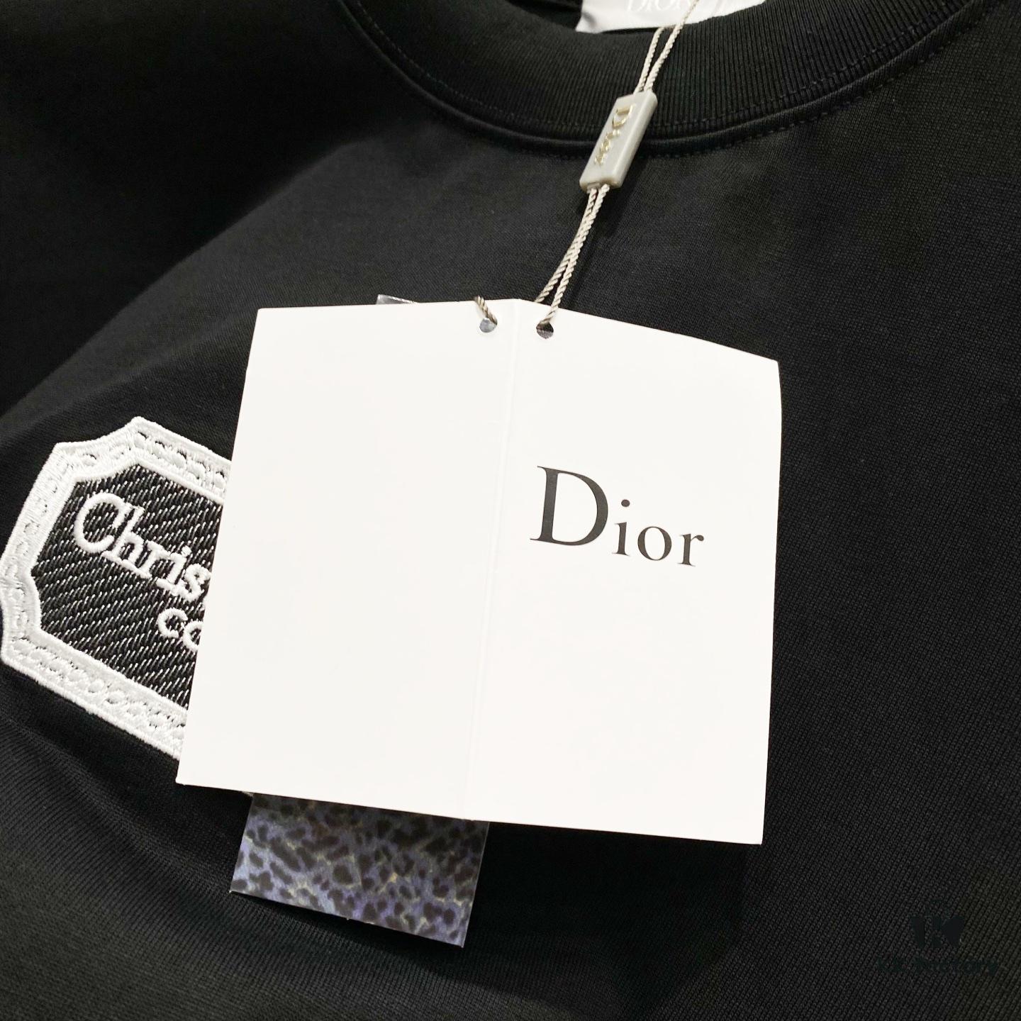 6931a018ccd8ab3d7af93d97 DIOR 320g Crew Neck Short Sleeve T-Shirt with Classic CD Silver Logo Embroidery