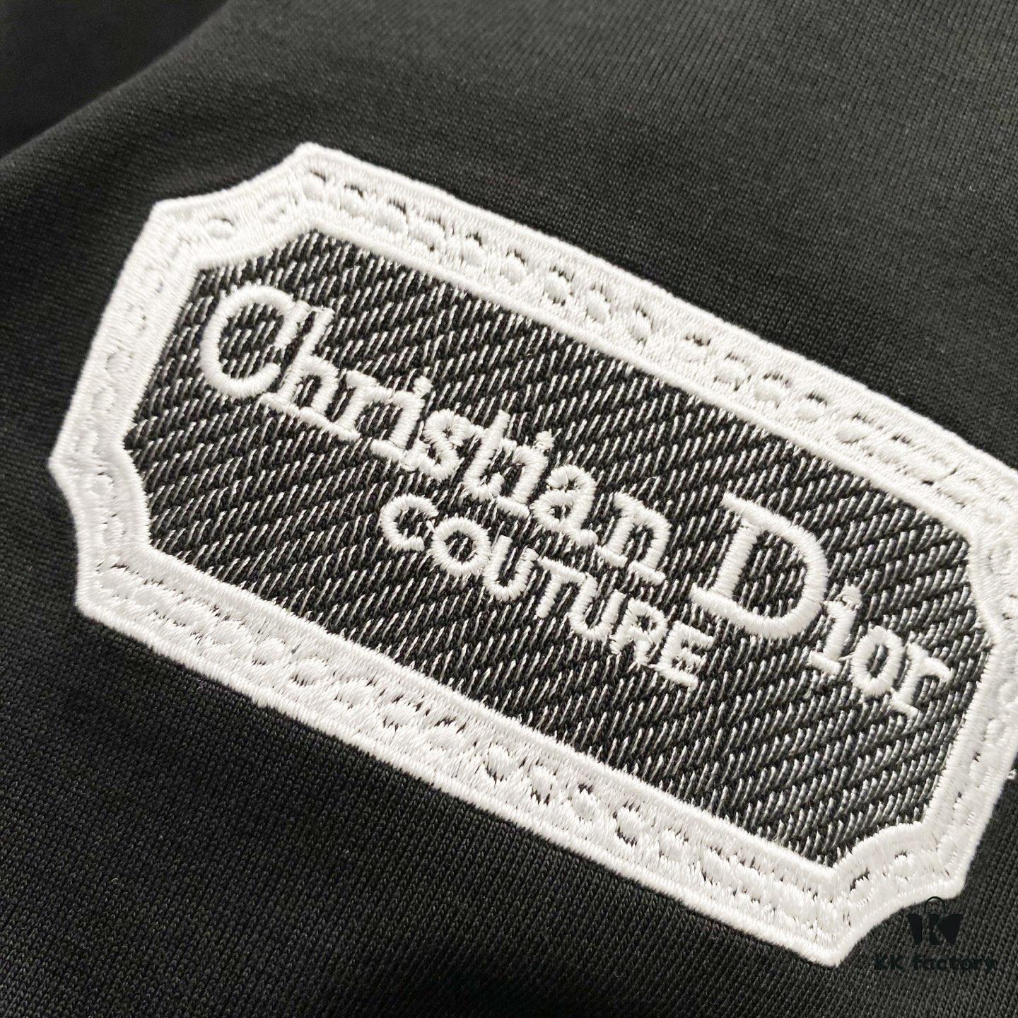 6931a018ccd8ab3d7af93d99 DIOR 320g Crew Neck Short Sleeve T-Shirt with Classic CD Silver Logo Embroidery