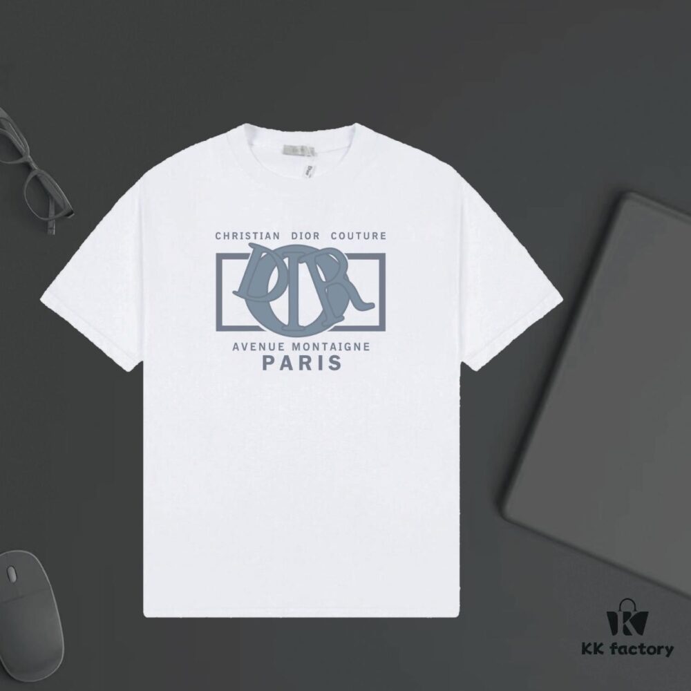 6931a01accd8ab3d7af93dbb DIOR Logo Print Heavyweight Short Sleeve T-Shirt 320g Garment-Dyed Fabric Unisex Style
