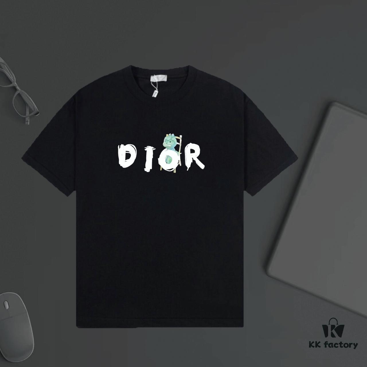 6931a01dccd8ab3d7af93dcc DIOR Logo Print Short Sleeve T-Shirt, Heavyweight 320g Garment-Dyed Fabric, Unisex Fashion Comfortable Tee