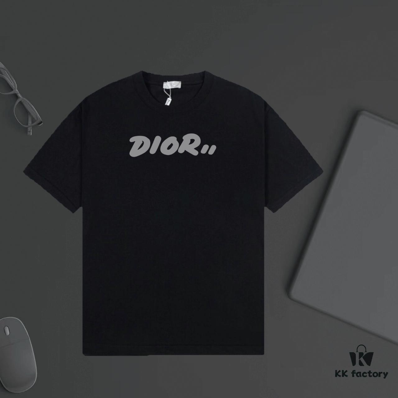 6931a01eccd8ab3d7af93dd0 DIOR Logo Print Heavyweight T-Shirt 320g Per-Cylinder Dyed Fabric Comfortable Touch Unisex Stylish and Versatile Essential Short Sleeve Top