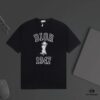 6931a022ccd8ab3d7af93de2 DIOR Bear 1947 Logo Print Short Sleeve T-Shirt in Custom 240g Dyed Fabric