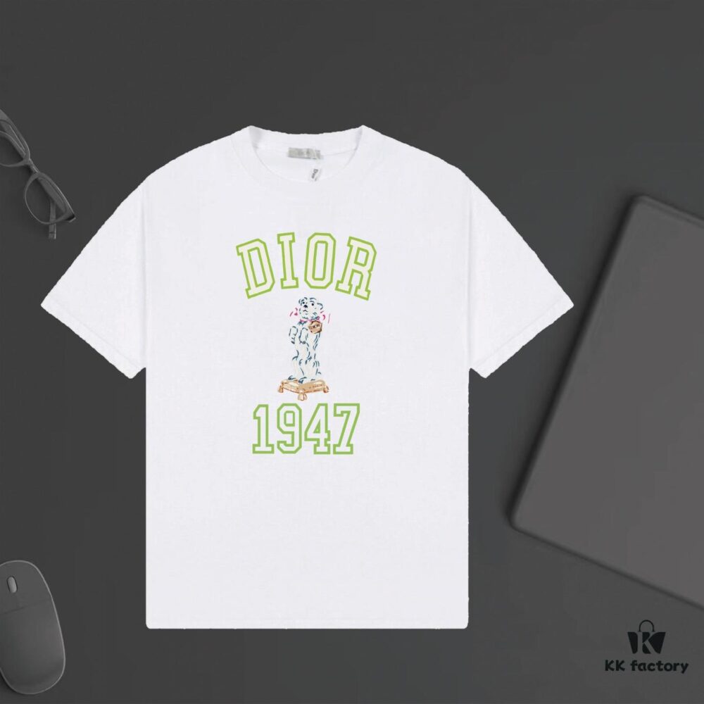6931a022ccd8ab3d7af93de3 DIOR Bear 1947 Print Short Sleeve T-Shirt - Premium 240g Single Jersey Cotton Unisex Tee