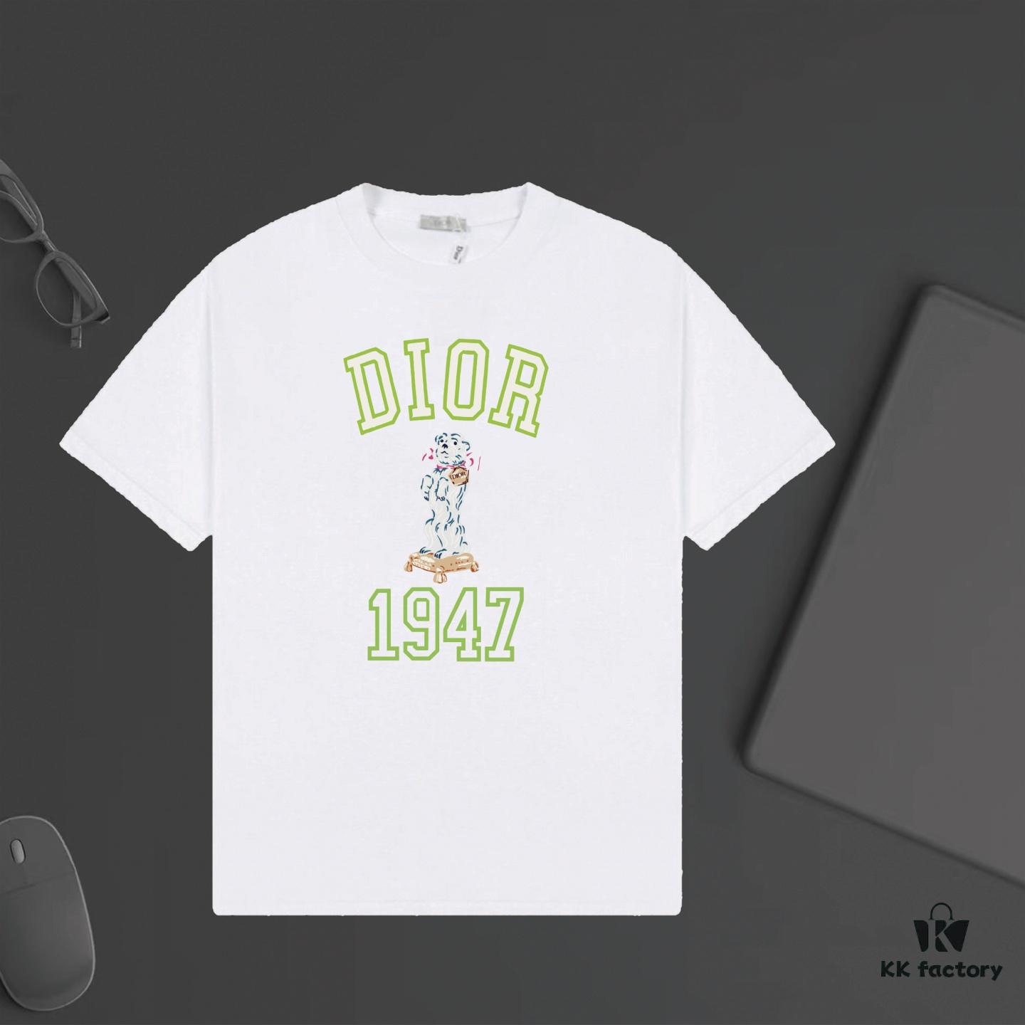 6931a022ccd8ab3d7af93de3 DIOR Bear 1947 Print Short Sleeve T-Shirt - Premium 240g Single Jersey Cotton Unisex Tee