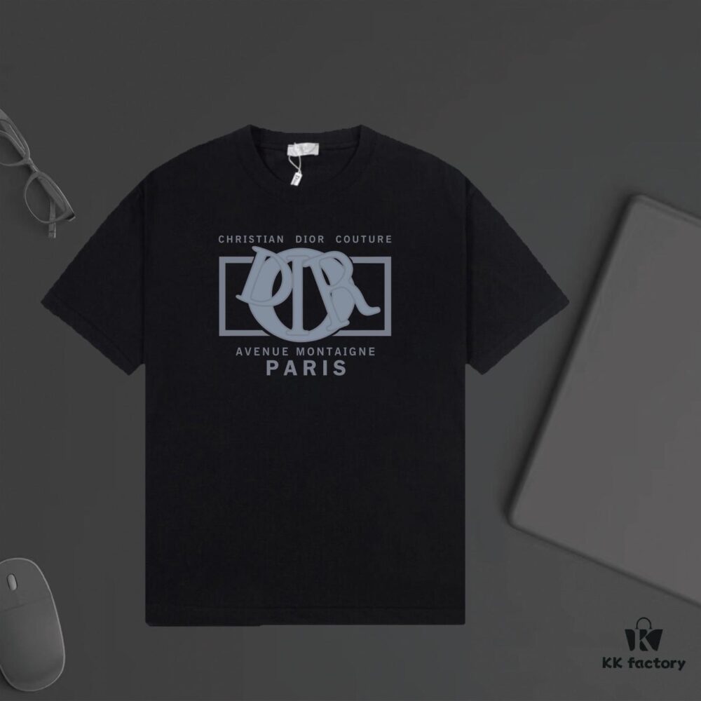 6931a023ccd8ab3d7af93de4 DIOR Letter Print Short Sleeve T-Shirt, Premium 240g Ring-Dyed Fabric, Soft Touch, Stylish and Versatile Unisex Design