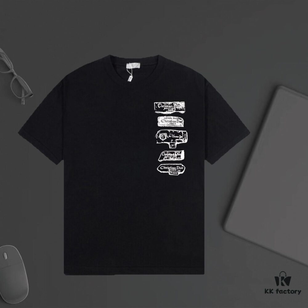 6931a024ccd8ab3d7af93de6 DIOR Letter Print Short Sleeve T-Shirt, Premium 240g Same-Dye Fabric, Soft Touch, Stylish and Versatile Unisex Design