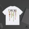 6931a025ccd8ab3d7af93dec DIOR Letter Graffiti Print Short Sleeve T-Shirt in Custom 240g Dyed Fabric