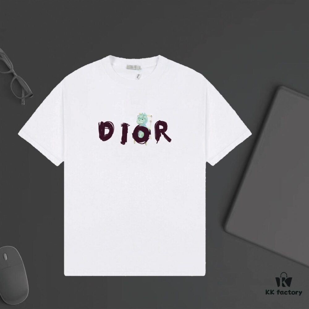 6931a026ccd8ab3d7af93dee DIOR Letter-Print Colorblock Short-Sleeve T-Shirt for Unisex