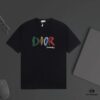 6931a026ccd8ab3d7af93def DIOR Letter Print Two-Tone Short Sleeve T-Shirt, Premium 240g Dyed Fabric, Unisex Fashion Comfortable Tee