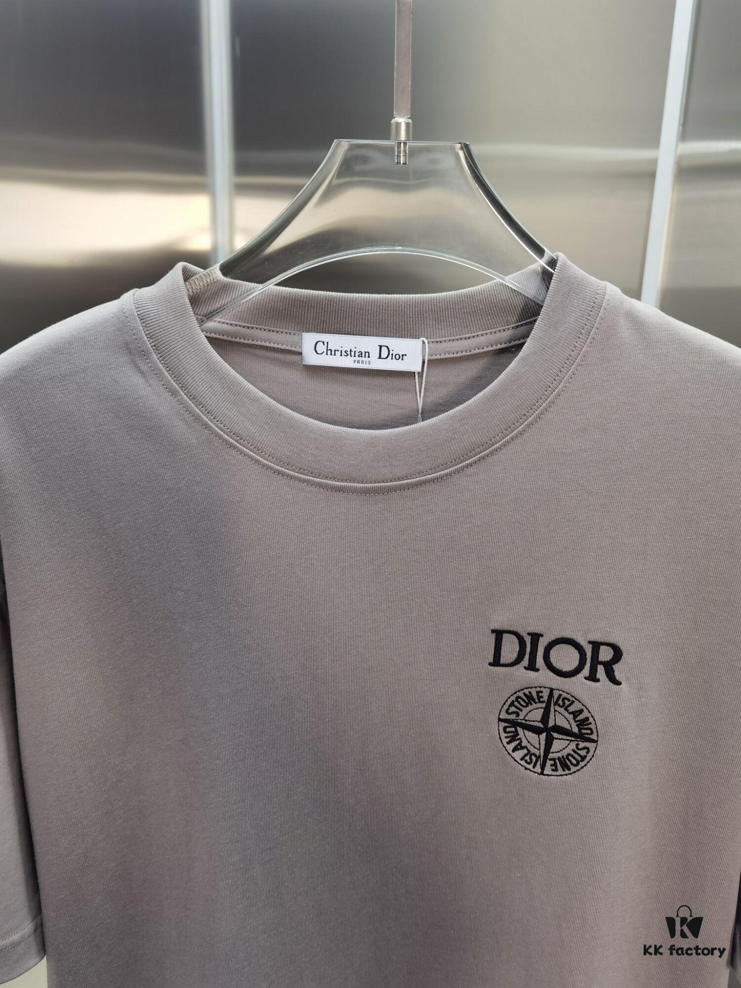 6931a02dccd8ab3d7af93e77 Dior D'Or (Embroidered Premium Version, Distinct from Standard Stock) Short Sleeve T-Shirt 300g Double Yarn 100% Cotton Unisex Design in Black, White, Grey, and Angora Red
