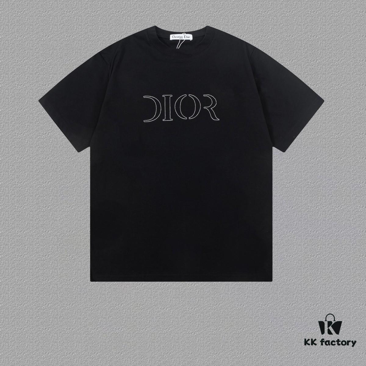 6931a037ccd8ab3d7af93f25 Dior Dior (Embroidery Premium Version, Different from Standard Stock) Short Sleeve T-Shirt, 300g Double-Yarn 100% Cotton, 320g Selanor 1x1 Ribbing, Embroidered Logo, Unisex Design, Colors: Sky Blue, Black, Red