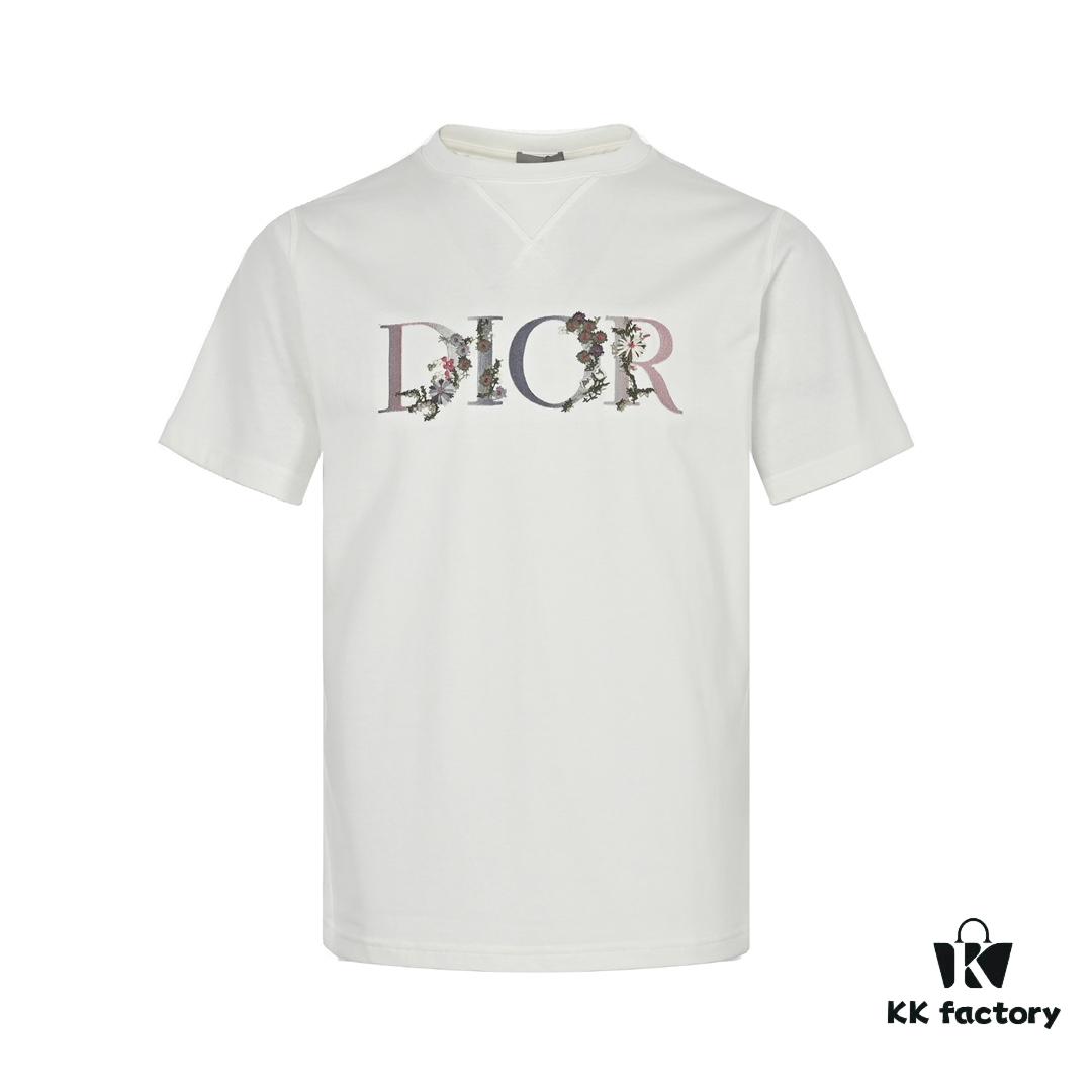 6931a045ccd8ab3d7af94047 Dior 22SS Embroidered Floral Letter Short Sleeve T-Shirt