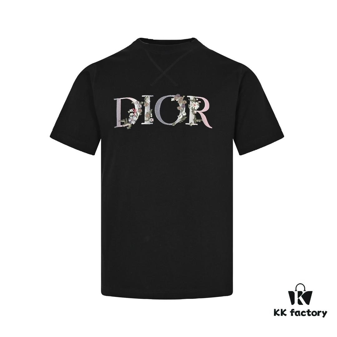 6931a046ccd8ab3d7af9405a Dior 22SS Embroidered Floral Letter Short-Sleeve