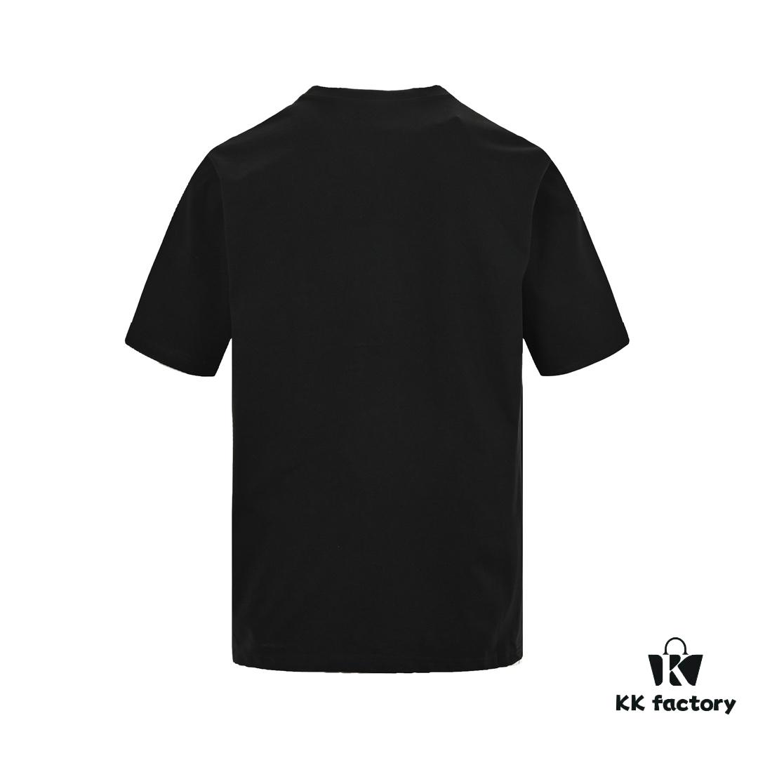 Dior Logo Embroidered Short Sleeve T-Shirt with Double Exposure Brush Stitch