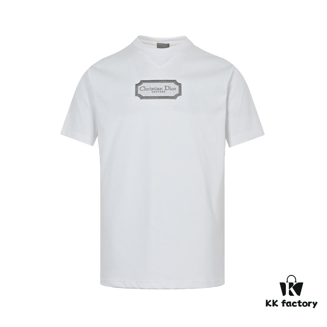 6931a04bccd8ab3d7af940cc Dior 23SS Embroidered Silver Logo Short Sleeve T-Shirt