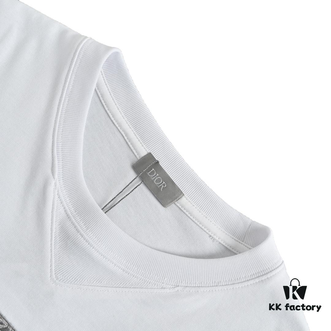 6931a04bccd8ab3d7af940cf Dior 23SS Embroidered Silver Logo Short Sleeve T-Shirt