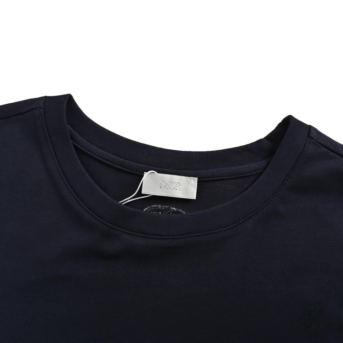 Dior Pocket Embroidered Letter Short Sleeve T-Shirt