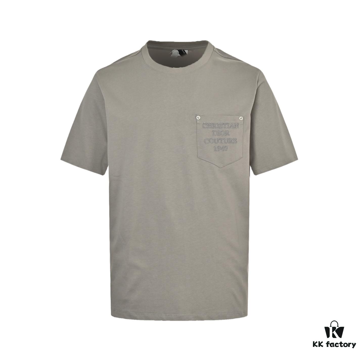 Dior Pocket Embroidered Letter Short Sleeve T-Shirt