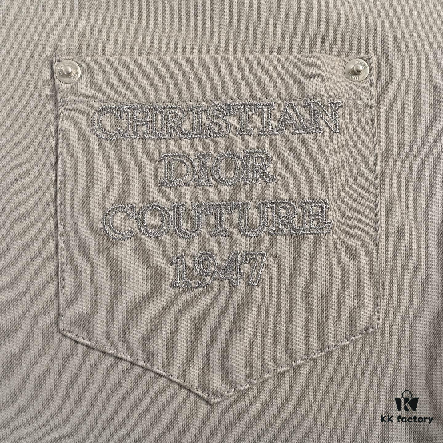 Dior Pocket Embroidered Letter Short Sleeve T-Shirt