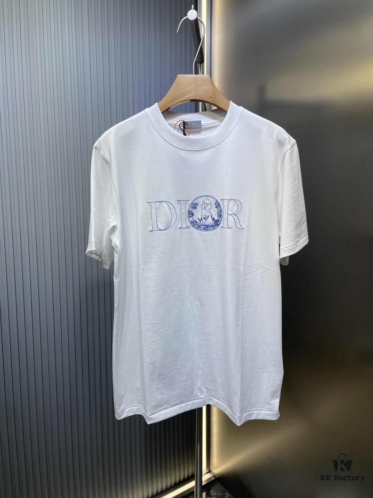 6931a04eccd8ab3d7af9410d DIOR Letter Embroidered Badge Logo Short Sleeve T-Shirt