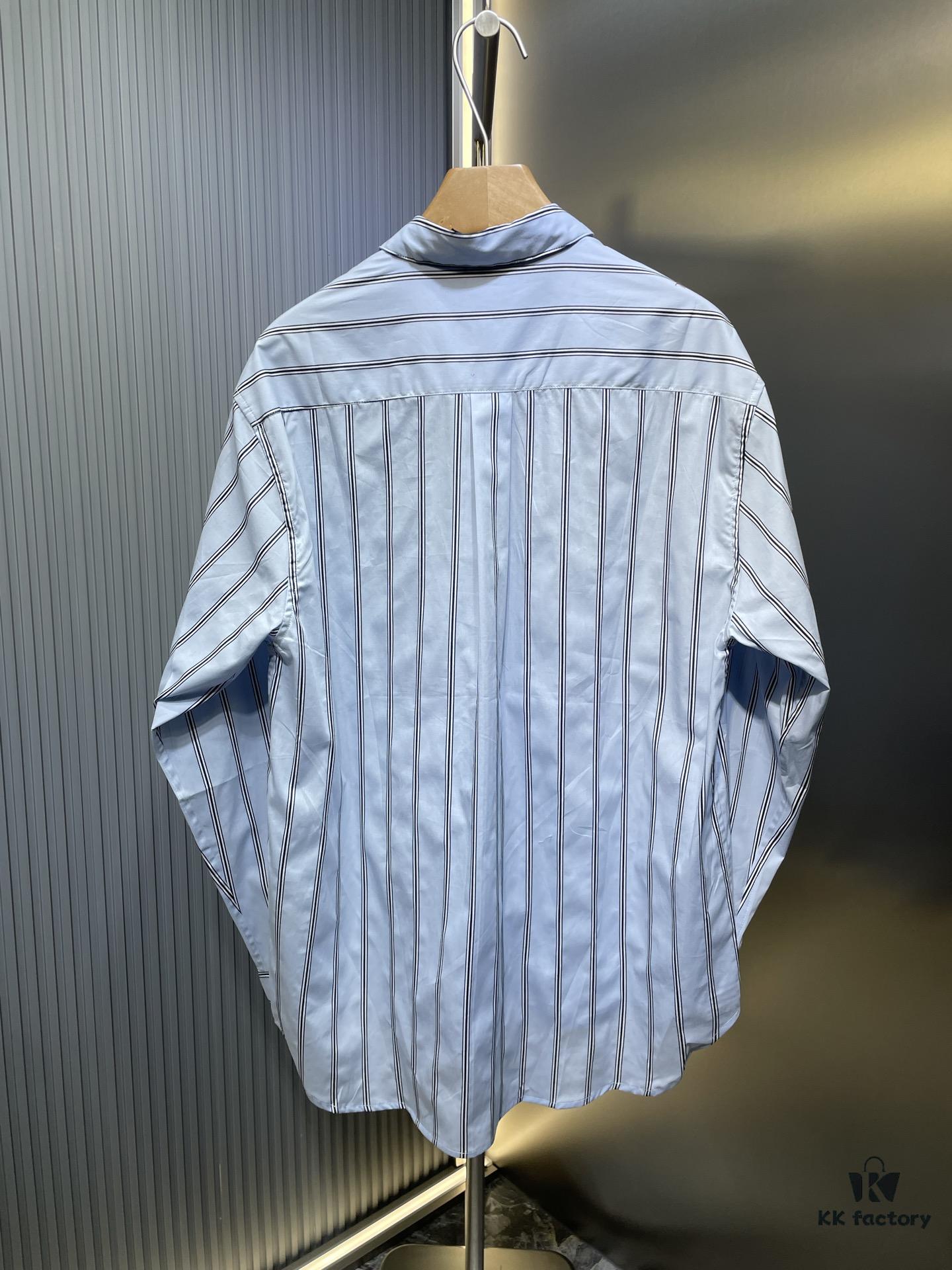 6931a04fccd8ab3d7af94123 DR🔥Dior Men's Collection Fashion Show Debut, Stylishly Tailored Blue Striped Cotton Workwear-Inspired Oversized Jacket with Christian Couture Embroidery, Unisex Design