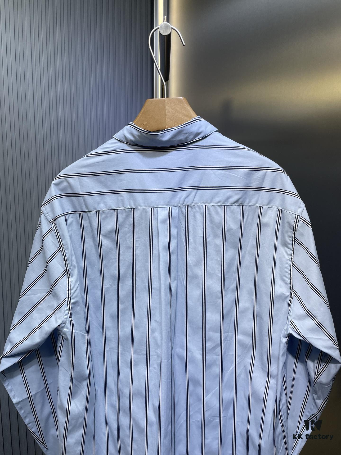 6931a050ccd8ab3d7af94124 DR🔥Dior Men's Collection Fashion Show Debut, Stylishly Tailored Blue Striped Cotton Workwear-Inspired Oversized Jacket with Christian Couture Embroidery, Unisex Design