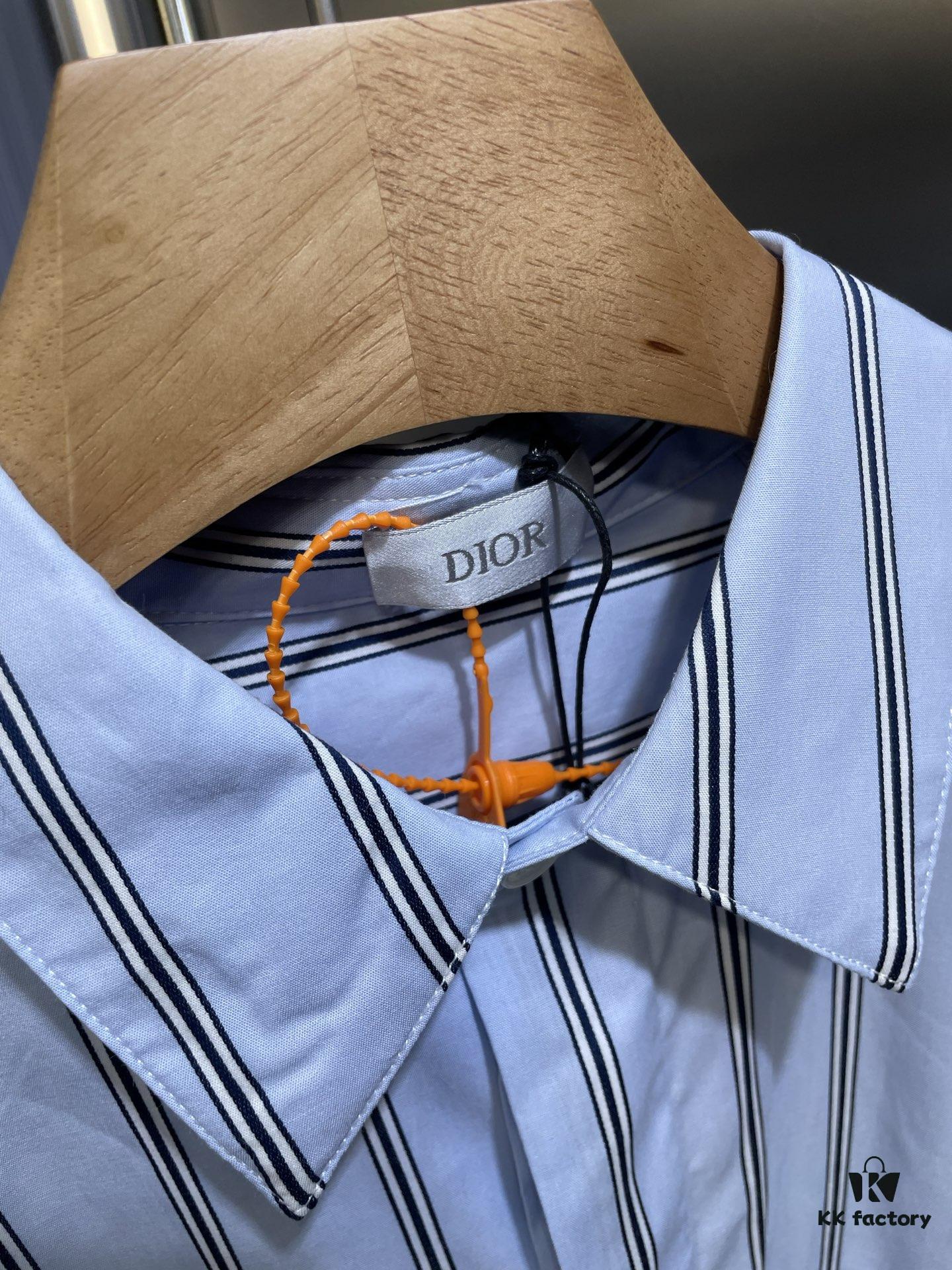 6931a050ccd8ab3d7af94126 DR🔥Dior Men's Collection Fashion Show Debut, Stylishly Tailored Blue Striped Cotton Workwear-Inspired Oversized Jacket with Christian Couture Embroidery, Unisex Design