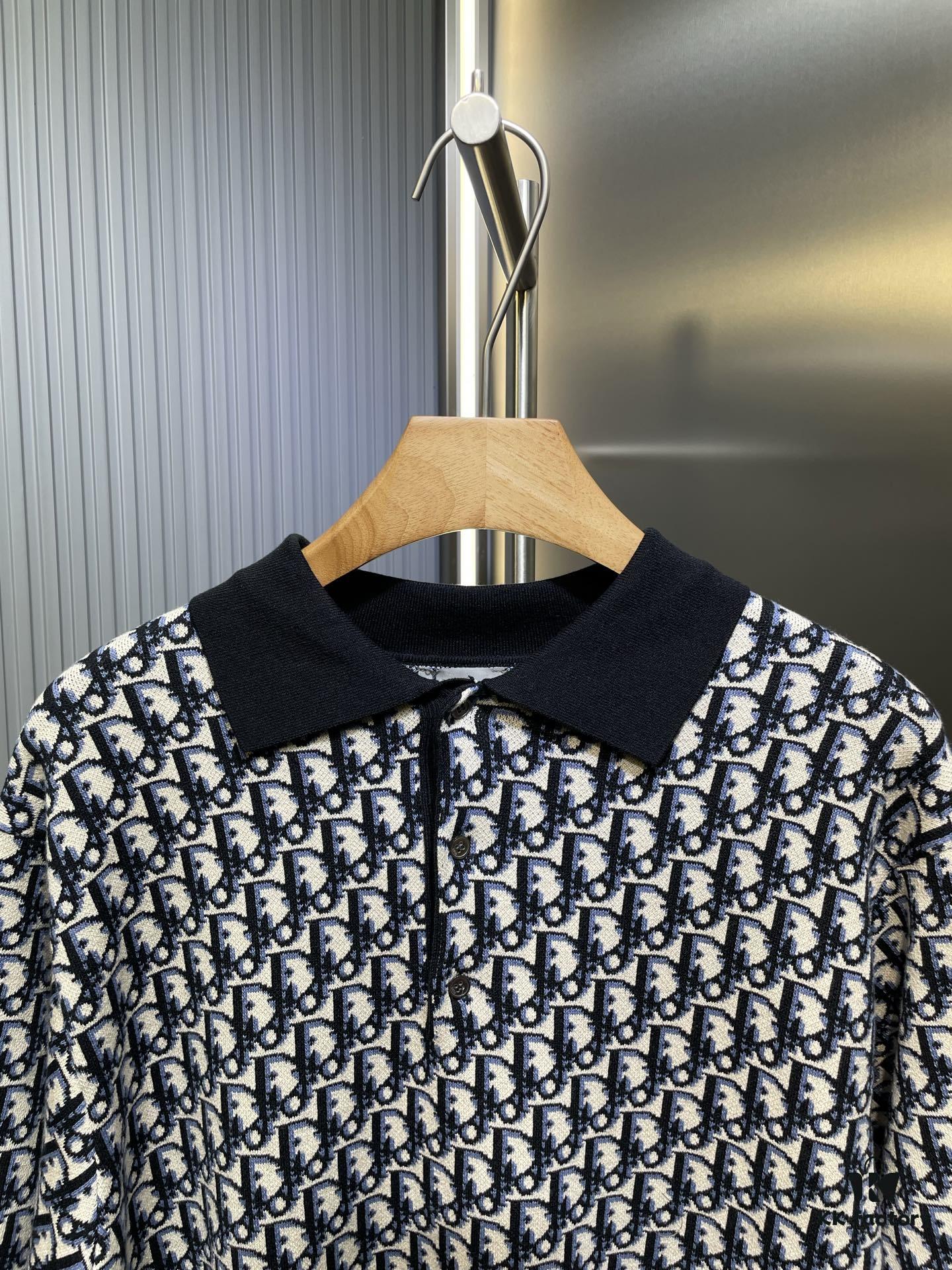 6931a051ccd8ab3d7af9414d Dior Knit Jacquard Polo Shirt