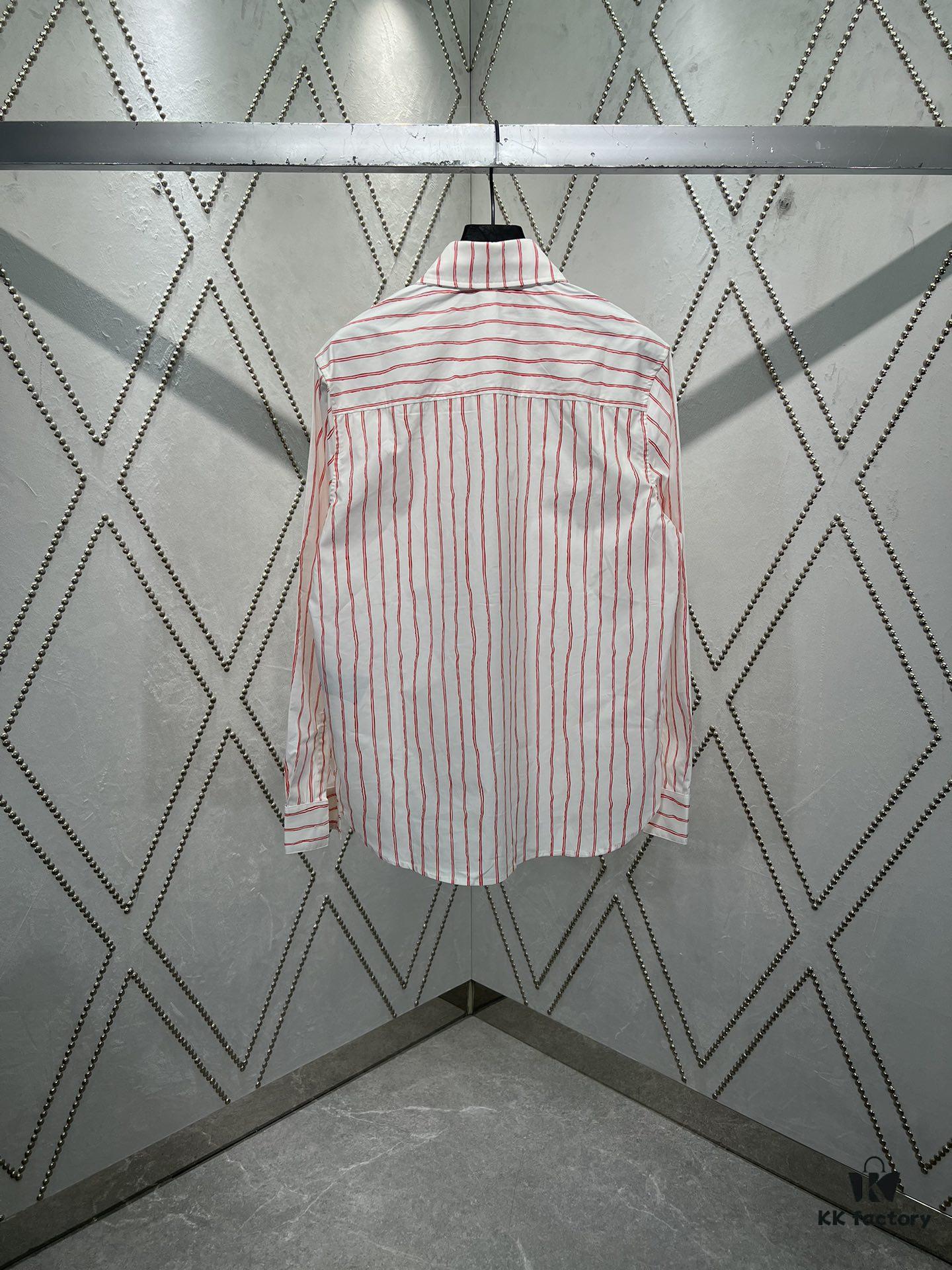 6931a054ccd8ab3d7af9417d Dior 25ss New Arrival Shirt Combines Modern Style with Traditional Elegance, Crafted from White Cotton Poplin with Pink Stripes, Featuring the Dior For My Real Friends Logo from the DIOR AND HYLTON NEL Collaboration Series