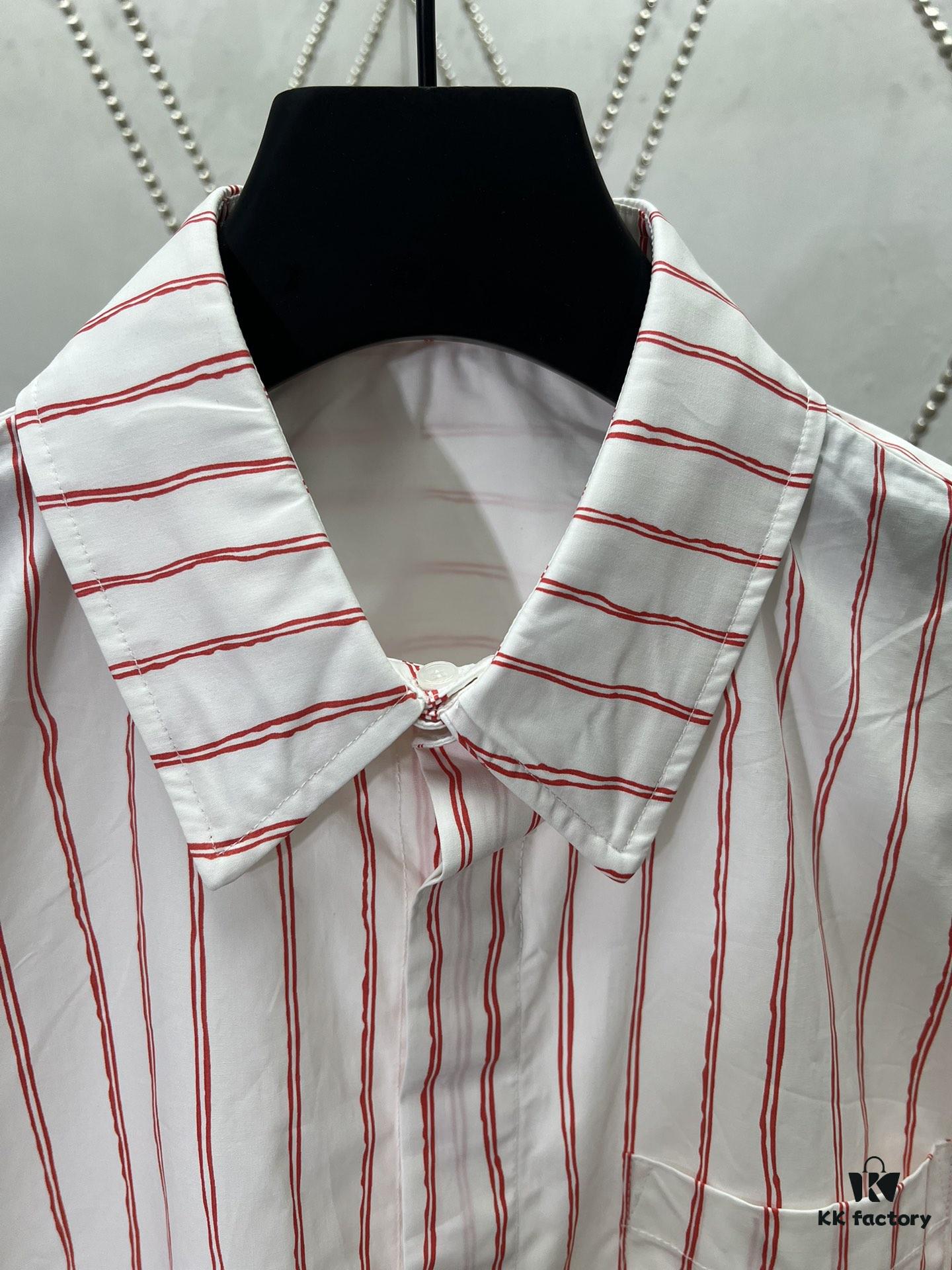 6931a054ccd8ab3d7af9417e Dior 25ss New Arrival Shirt Combines Modern Style with Traditional Elegance, Crafted from White Cotton Poplin with Pink Stripes, Featuring the Dior For My Real Friends Logo from the DIOR AND HYLTON NEL Collaboration Series
