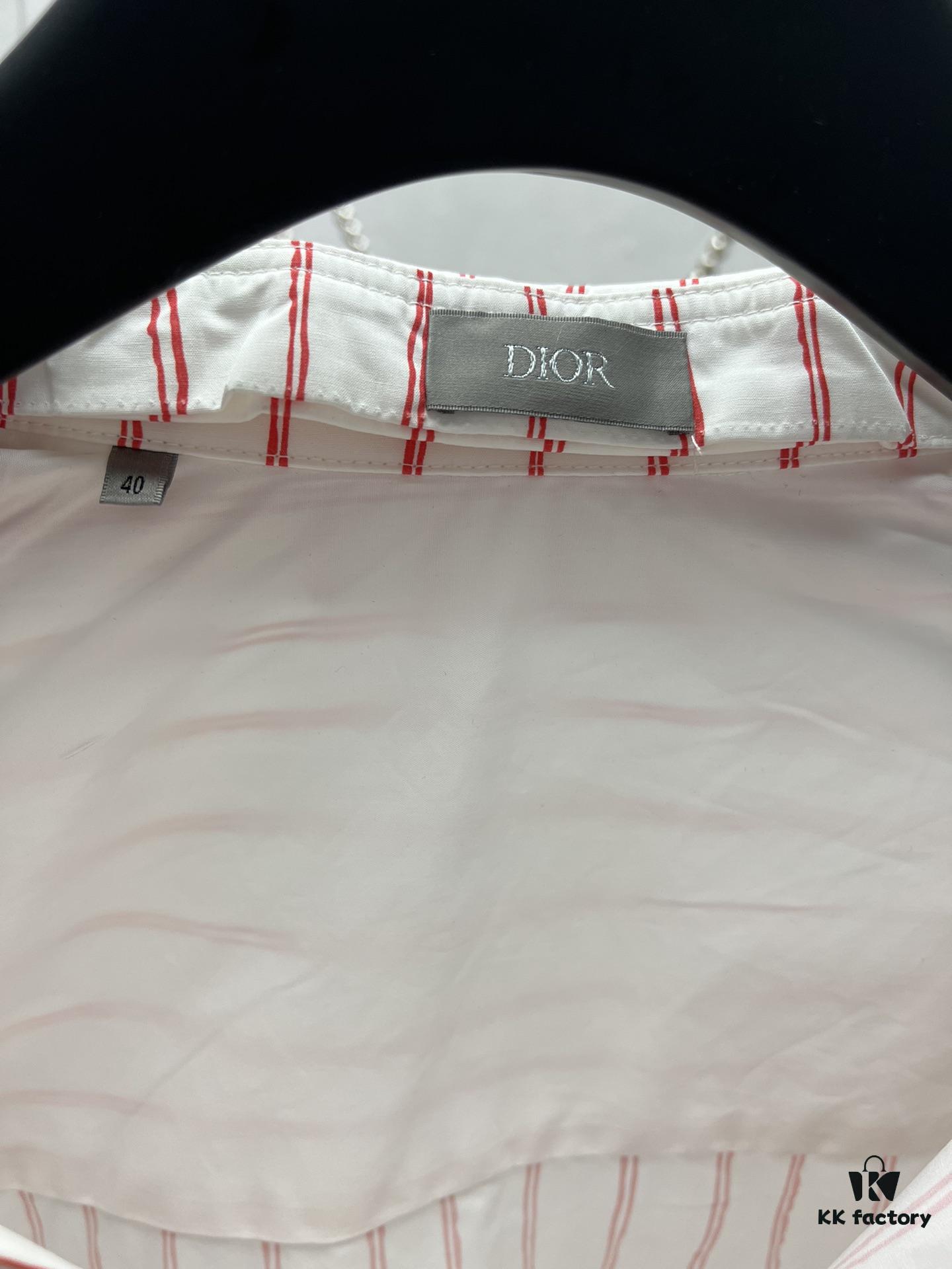 6931a054ccd8ab3d7af94181 Dior 25ss New Arrival Shirt Combines Modern Style with Traditional Elegance, Crafted from White Cotton Poplin with Pink Stripes, Featuring the Dior For My Real Friends Logo from the DIOR AND HYLTON NEL Collaboration Series
