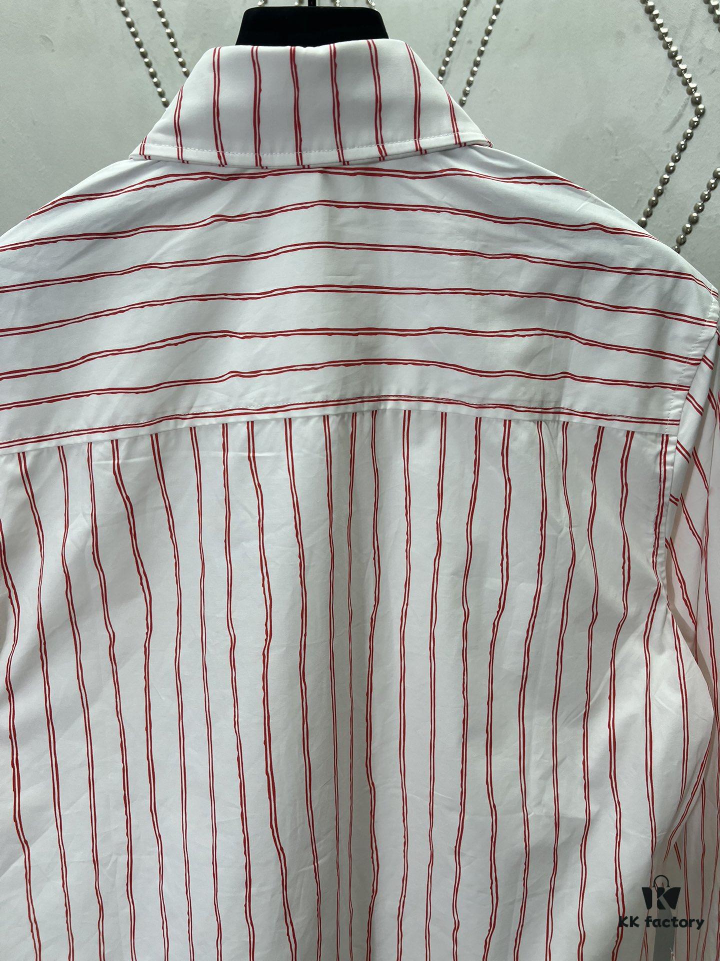 6931a054ccd8ab3d7af94184 Dior 25ss New Arrival Shirt Combines Modern Style with Traditional Elegance, Crafted from White Cotton Poplin with Pink Stripes, Featuring the Dior For My Real Friends Logo from the DIOR AND HYLTON NEL Collaboration Series