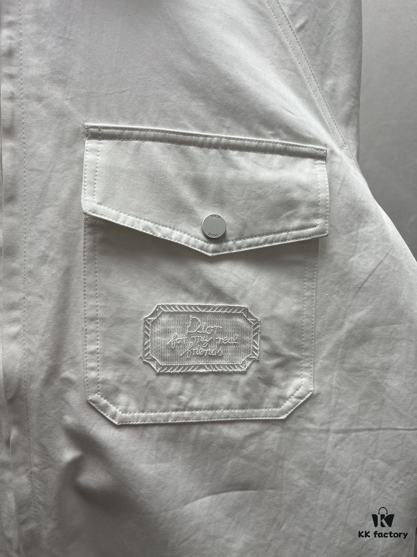 6931a05dccd8ab3d7af94239 Dior 25SS New Arrival Zip Shirt Featuring the Dior For My Real Friends Logo from the DIOR AND HYLTON NEL Collaboration Collection, Crafted in White Cotton Twill with a Full Metal Zip Closure and Buttoned Flap Pocket at the Chest, Stylish Design for a Refined Modern Casual Look