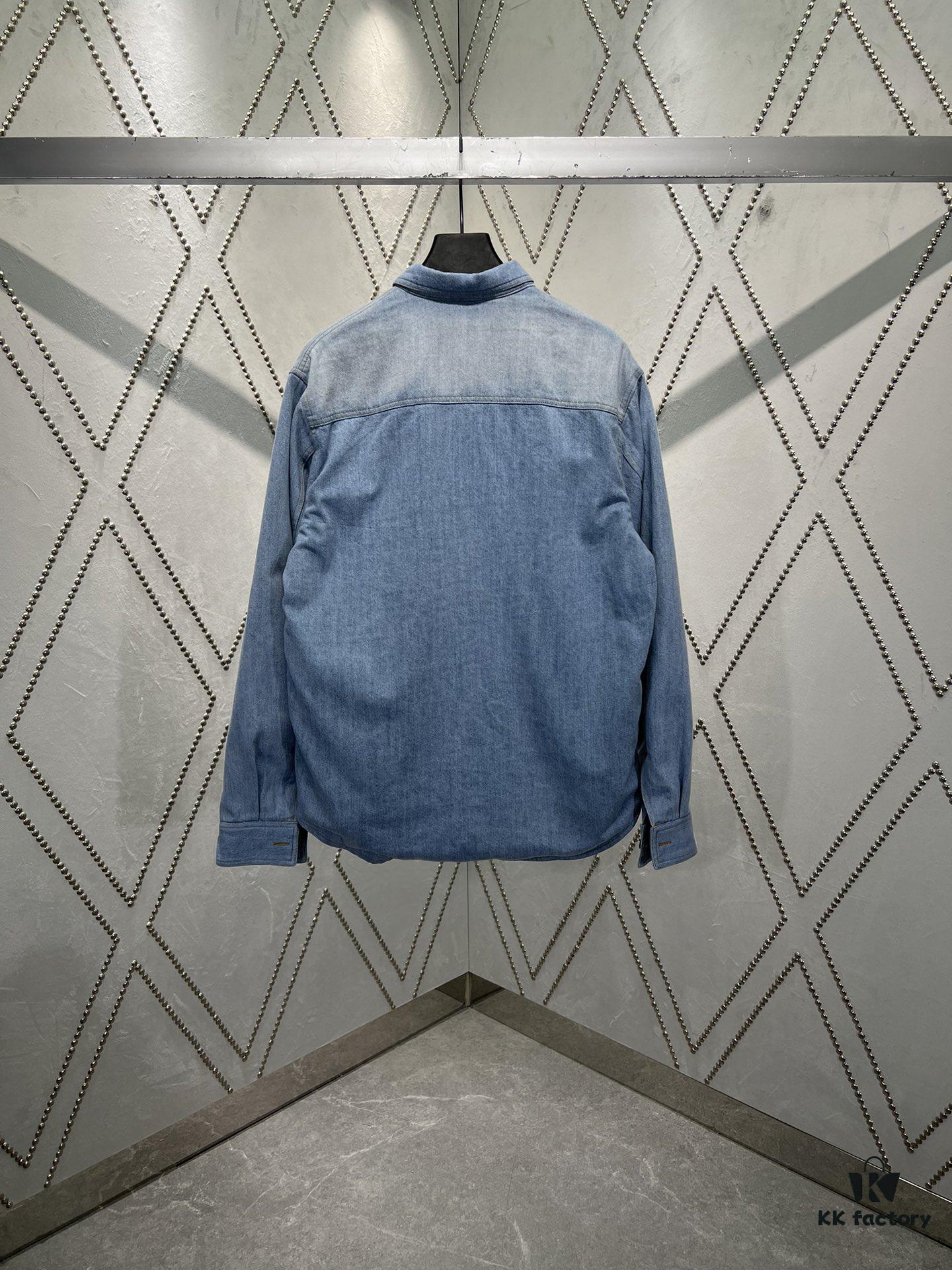 6931a05fccd8ab3d7af9426f Dior 25SS Spring Collection New Arrival Denim Shirt with Single-Breasted Button Closure and Chest Embroidered Logo Unisex Style