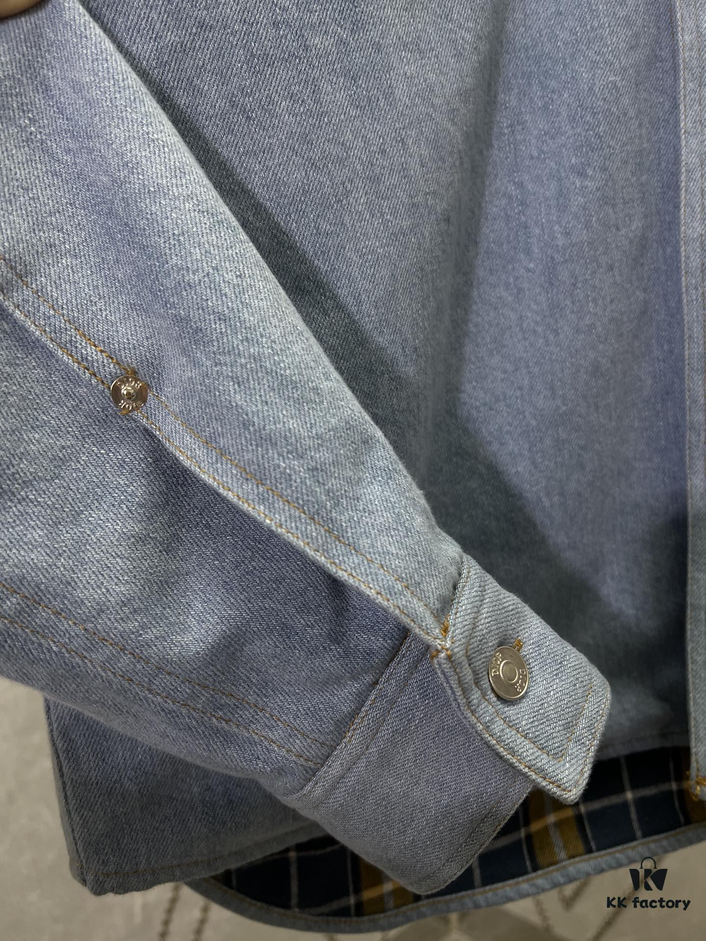 6931a060ccd8ab3d7af94272 Dior 25SS Spring Collection New Arrival Denim Shirt with Single-Breasted Button Closure and Chest Embroidered Logo Unisex Style
