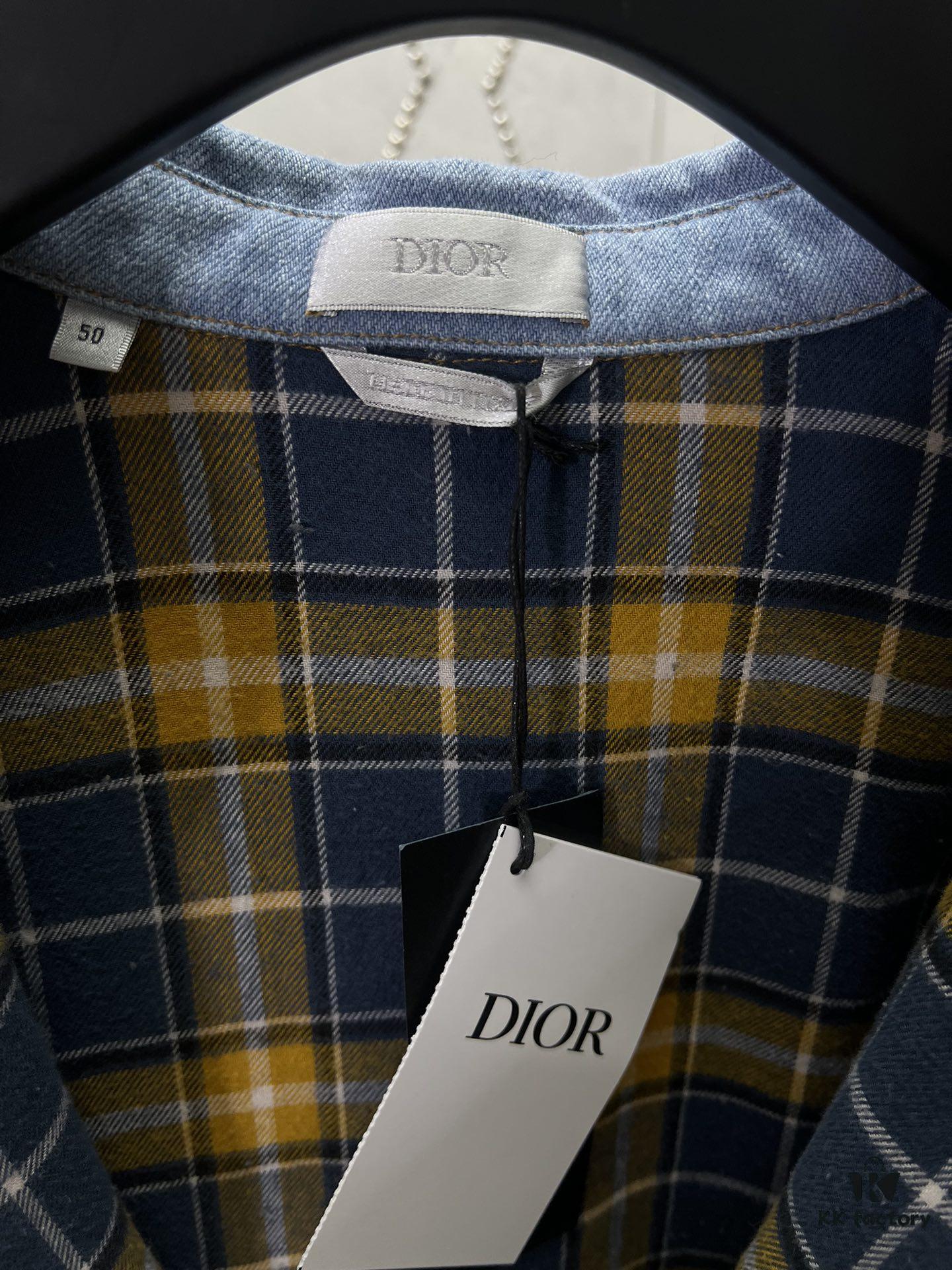 6931a060ccd8ab3d7af94273 Dior 25SS Spring Collection New Arrival Denim Shirt with Single-Breasted Button Closure and Chest Embroidered Logo Unisex Style