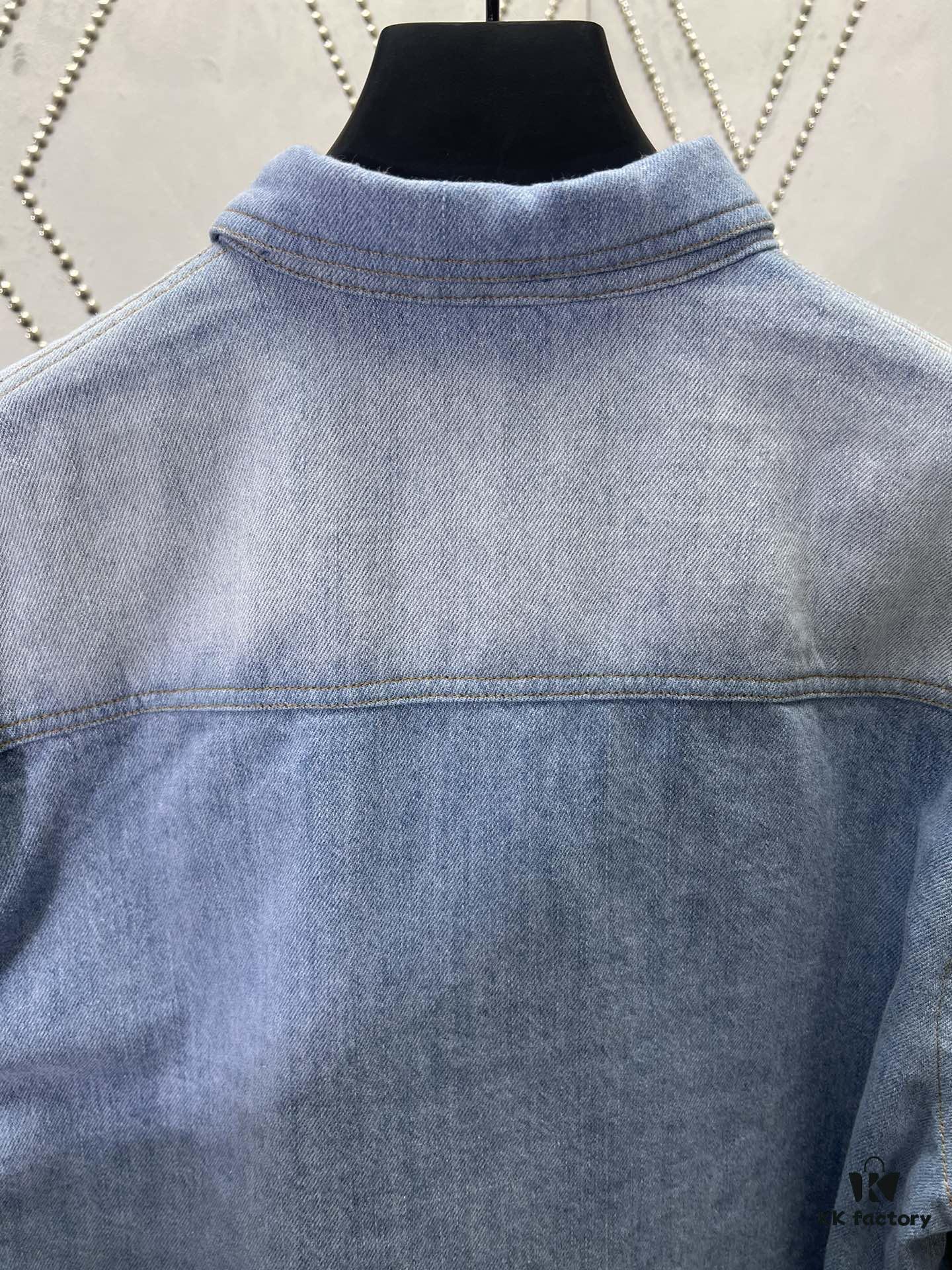 6931a060ccd8ab3d7af94276 Dior 25SS Spring Collection New Arrival Denim Shirt with Single-Breasted Button Closure and Chest Embroidered Logo Unisex Style
