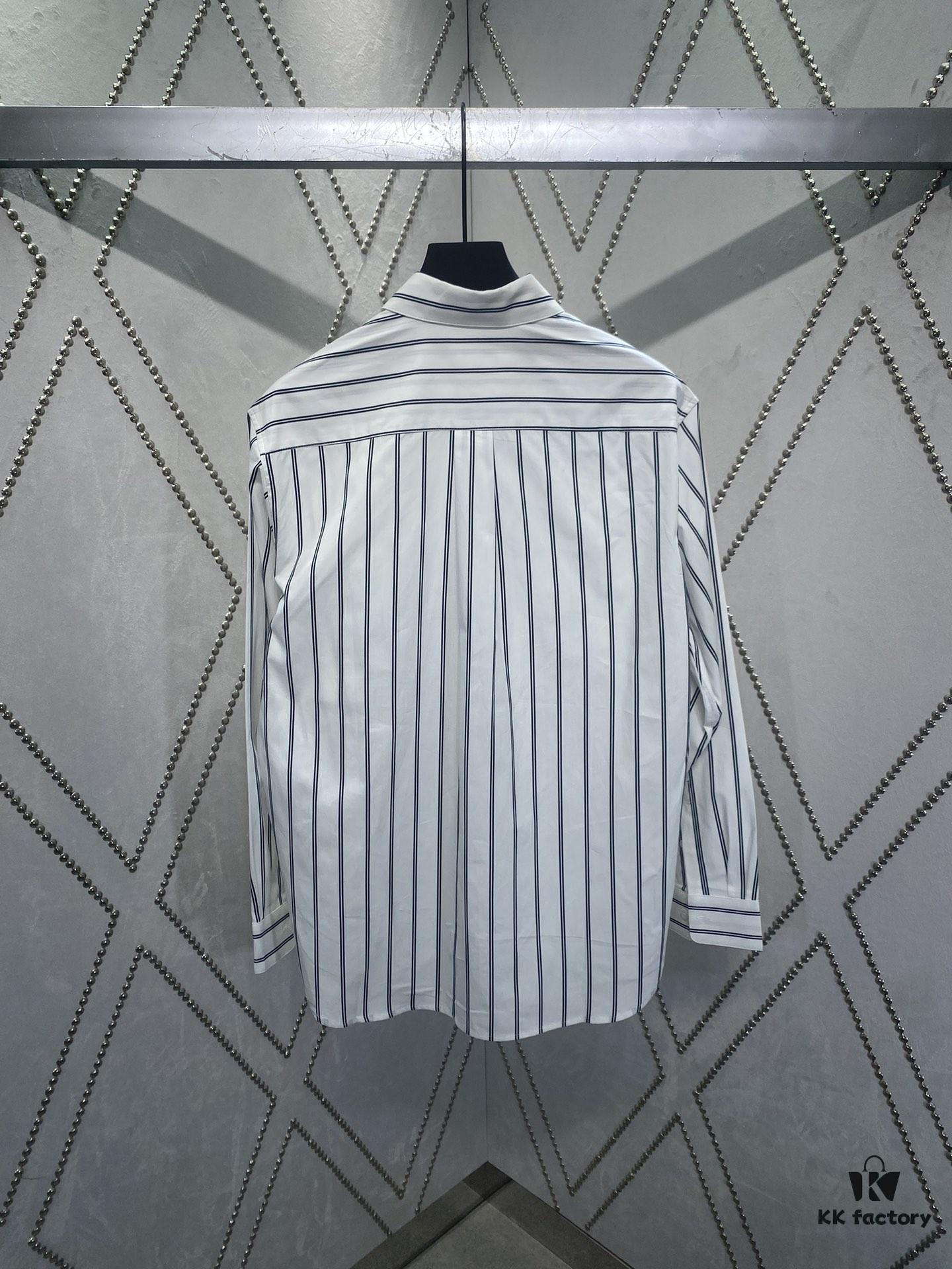 6931a062ccd8ab3d7af942ab Dior 24SS New Arrival Shirt Featured in Dior's Winter 2024 Men's Collection Show, Fashionably Tailored to Highlight Workwear Aesthetics, Crafted from Blue Striped Cotton Fabric with a Christian Dior Couture Embroidered Chest Pocket, Oversized Fit for a Casual Style