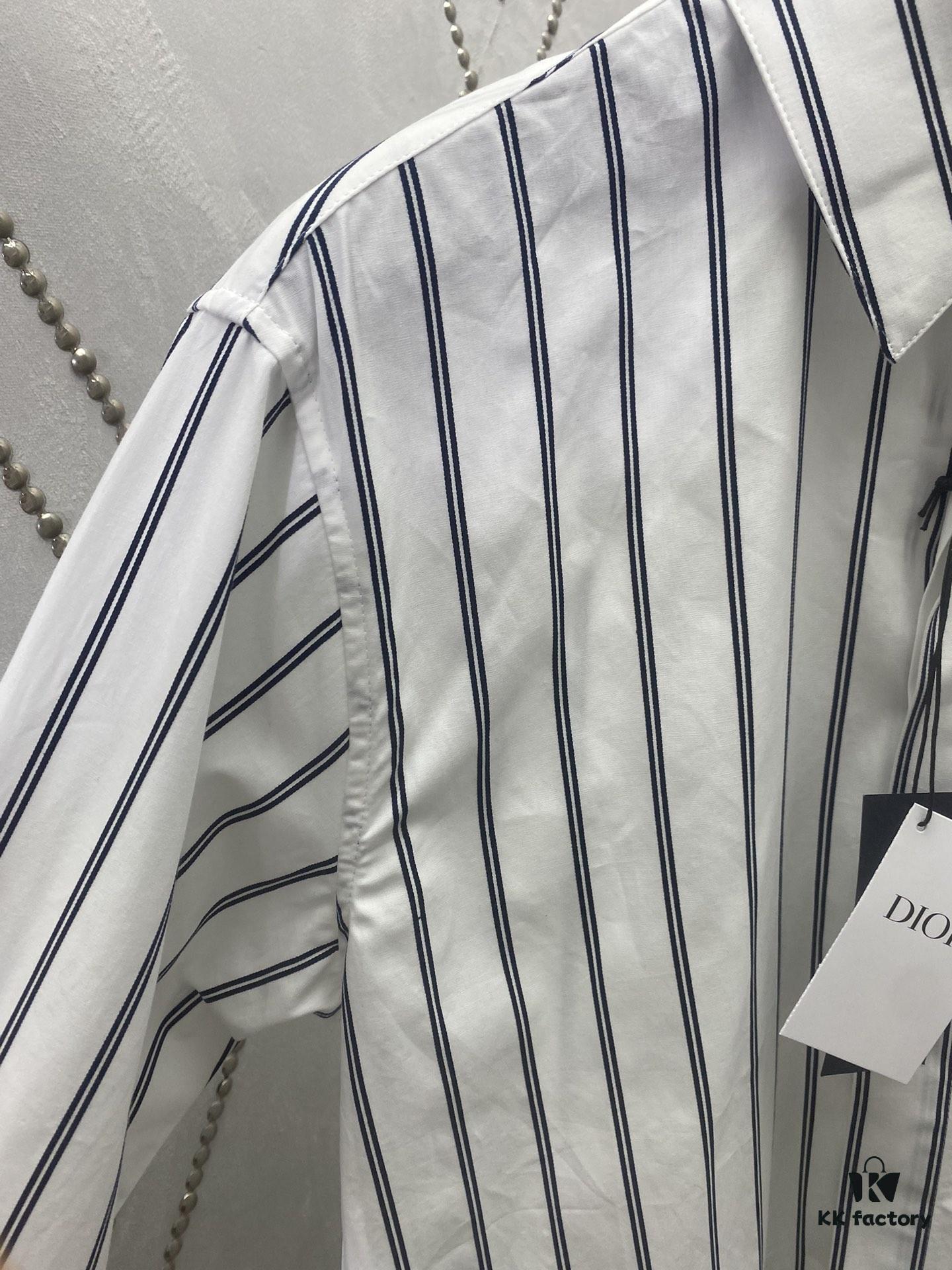 6931a062ccd8ab3d7af942ad Dior 24SS New Arrival Shirt Featured in Dior's Winter 2024 Men's Collection Show, Fashionably Tailored to Highlight Workwear Aesthetics, Crafted from Blue Striped Cotton Fabric with a Christian Dior Couture Embroidered Chest Pocket, Oversized Fit for a Casual Style