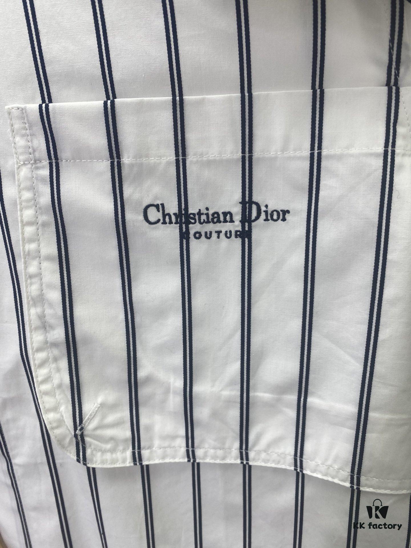 6931a063ccd8ab3d7af942af Dior 24SS New Arrival Shirt Featured in Dior's Winter 2024 Men's Collection Show, Fashionably Tailored to Highlight Workwear Aesthetics, Crafted from Blue Striped Cotton Fabric with a Christian Dior Couture Embroidered Chest Pocket, Oversized Fit for a Casual Style