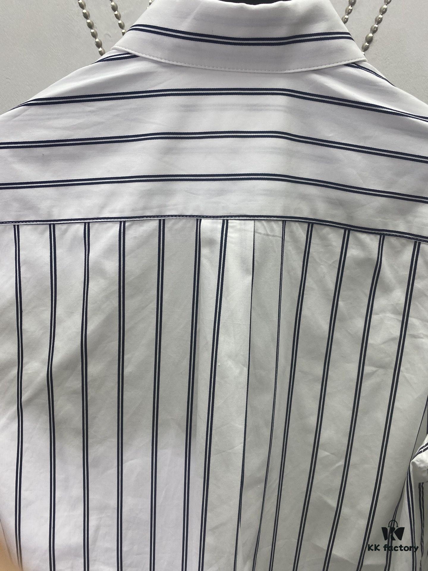 6931a063ccd8ab3d7af942b0 Dior 24SS New Arrival Shirt Featured in Dior's Winter 2024 Men's Collection Show, Fashionably Tailored to Highlight Workwear Aesthetics, Crafted from Blue Striped Cotton Fabric with a Christian Dior Couture Embroidered Chest Pocket, Oversized Fit for a Casual Style
