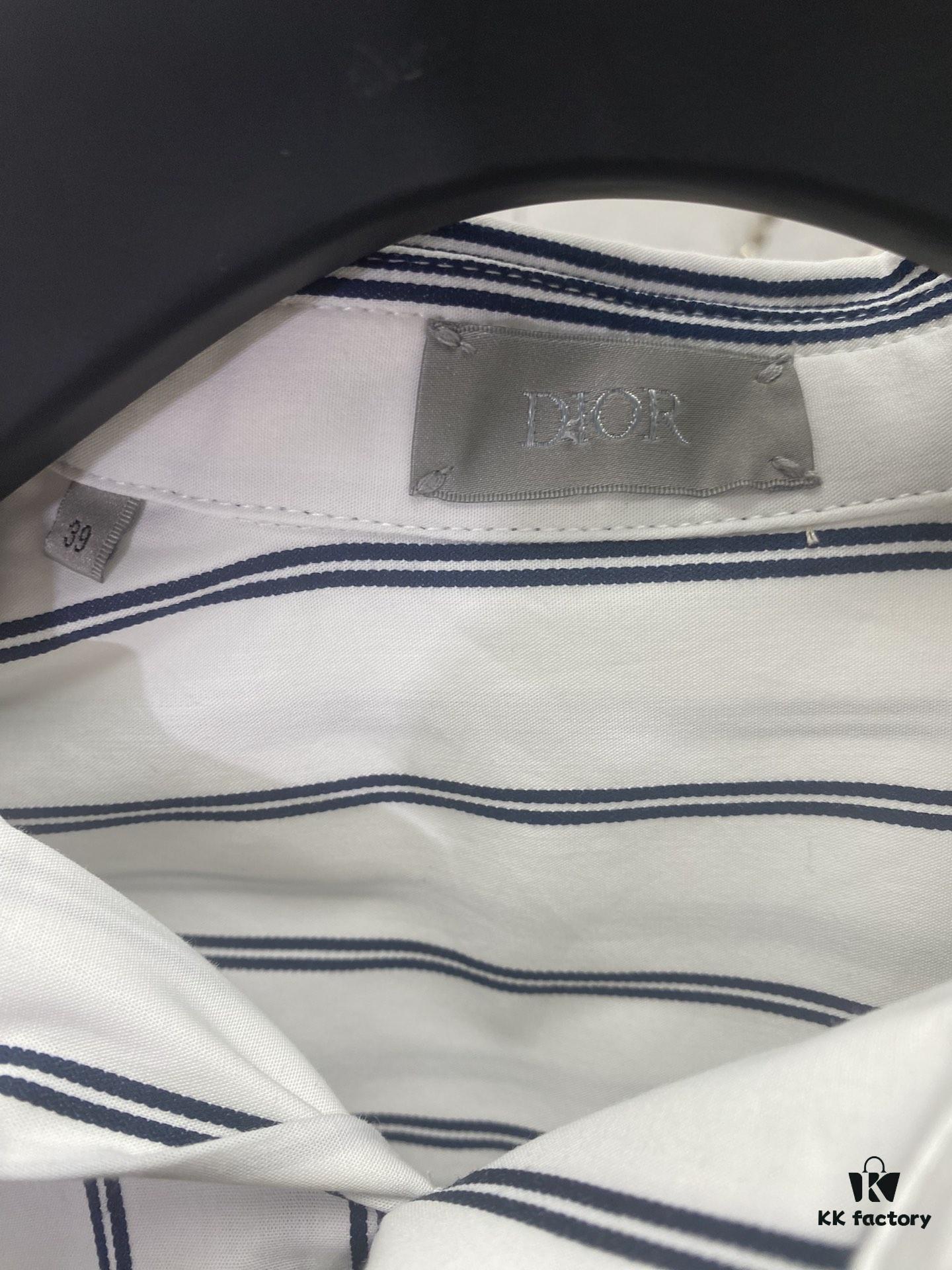 6931a063ccd8ab3d7af942b2 Dior 24SS New Arrival Shirt Featured in Dior's Winter 2024 Men's Collection Show, Fashionably Tailored to Highlight Workwear Aesthetics, Crafted from Blue Striped Cotton Fabric with a Christian Dior Couture Embroidered Chest Pocket, Oversized Fit for a Casual Style