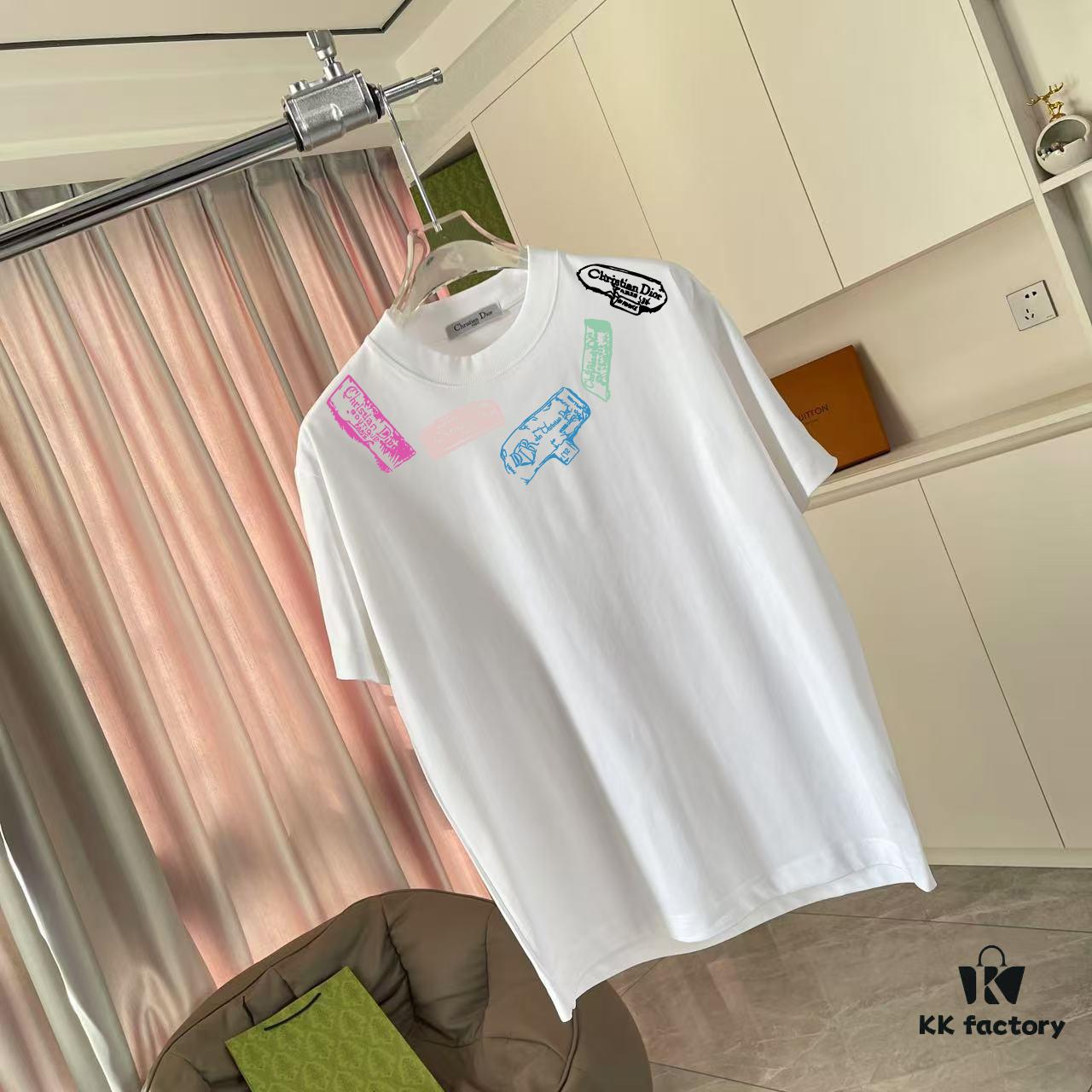 Dior 2025 Summer New Arrival Unisex Short Sleeve T-Shirt with Signature Logo Print, Custom 300g Fabric