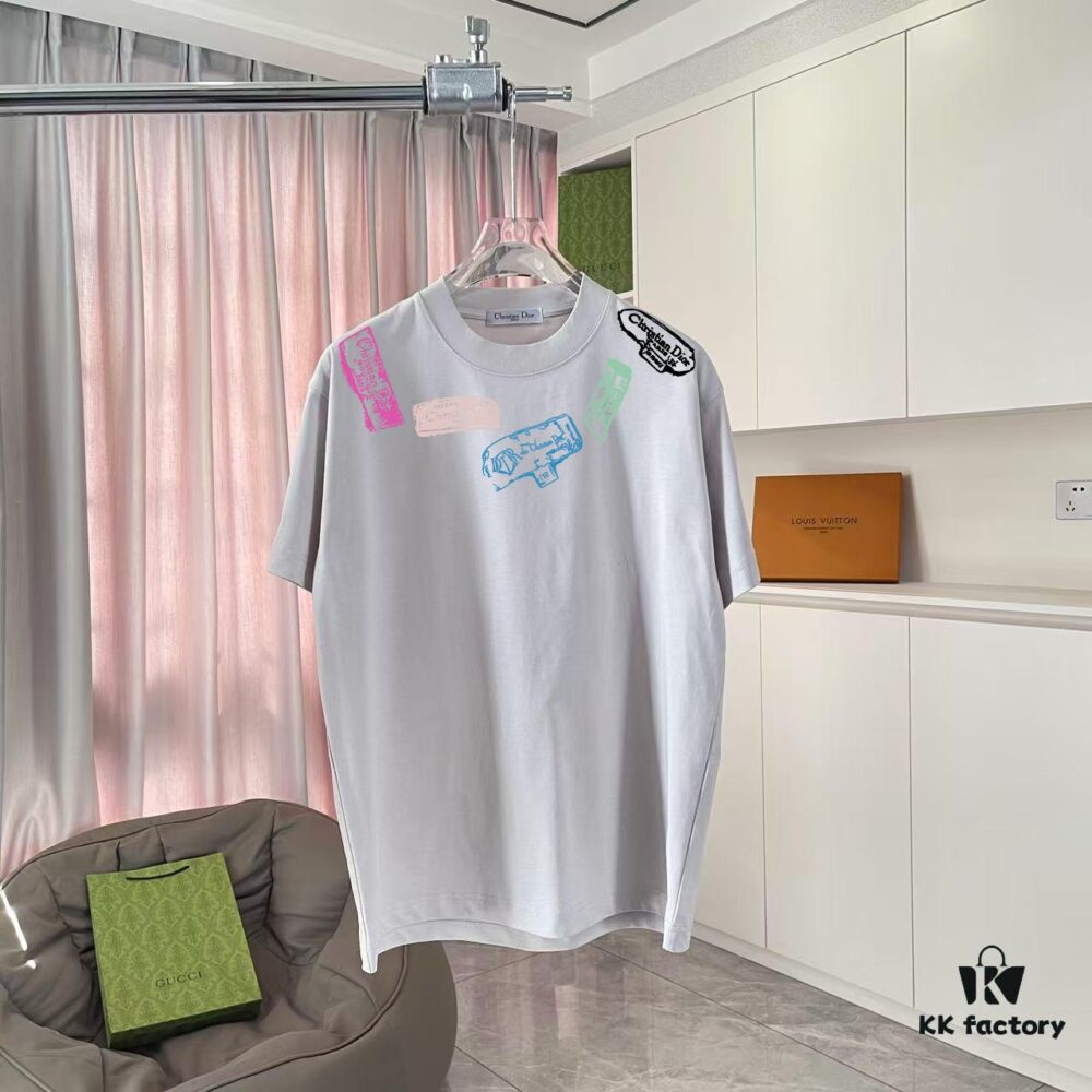 6931a067ccd8ab3d7af94300 Dior 2025 Summer New Arrival Personalized Letter Logo Print Short-Sleeve T-Shirt, Custom 300g Fabric, Unisex
