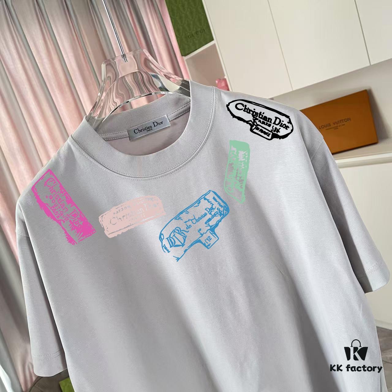 Dior 2025 Summer New Arrival Personalized Letter Logo Print Short-Sleeve T-Shirt, Custom 300g Fabric, Unisex