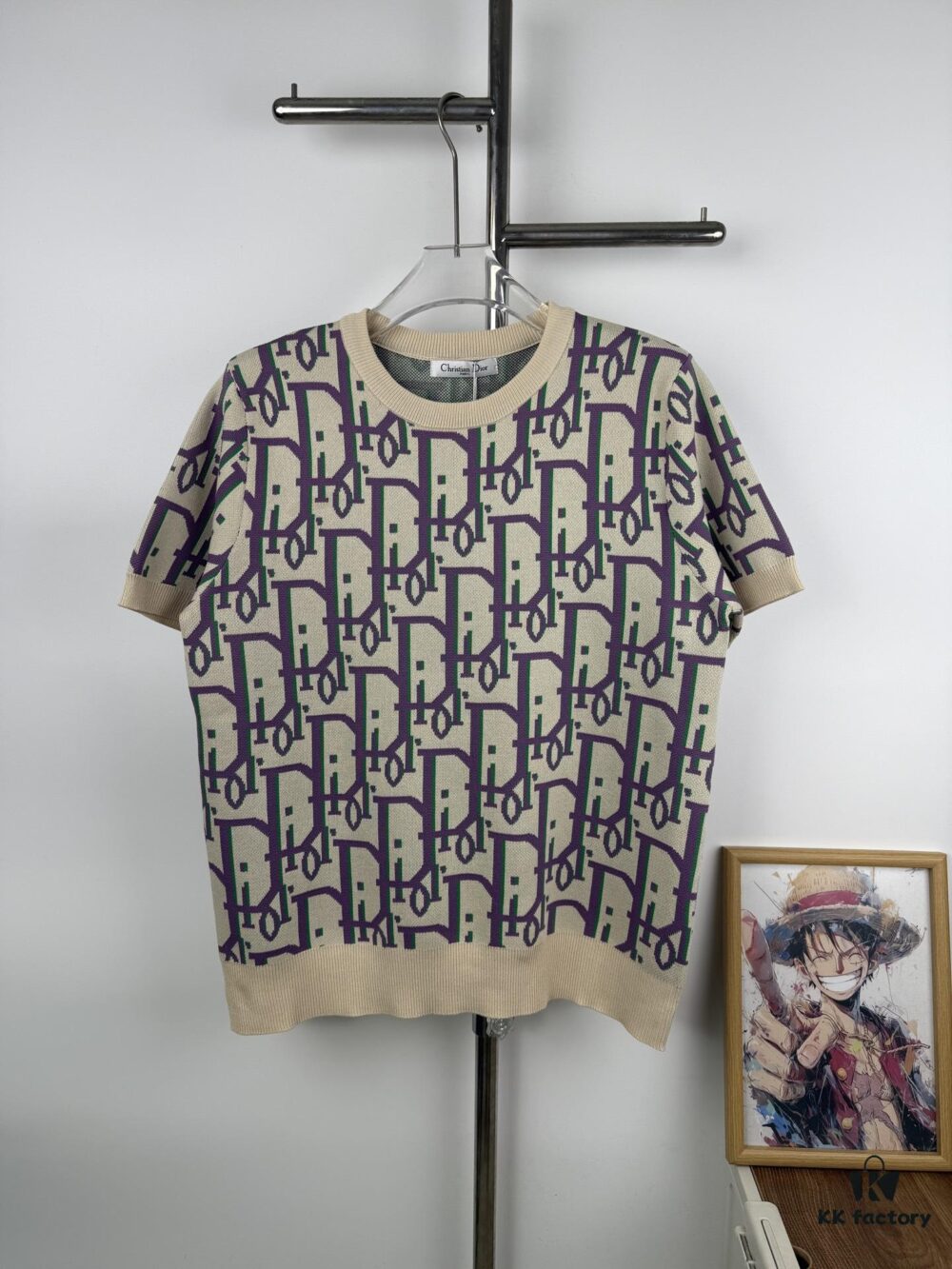 6931a067ccd8ab3d7af94305 New DIOR Knit Round-Neck Sweater Full Print Jacquard Monogram Short-Sleeve Unisex T-Shirt